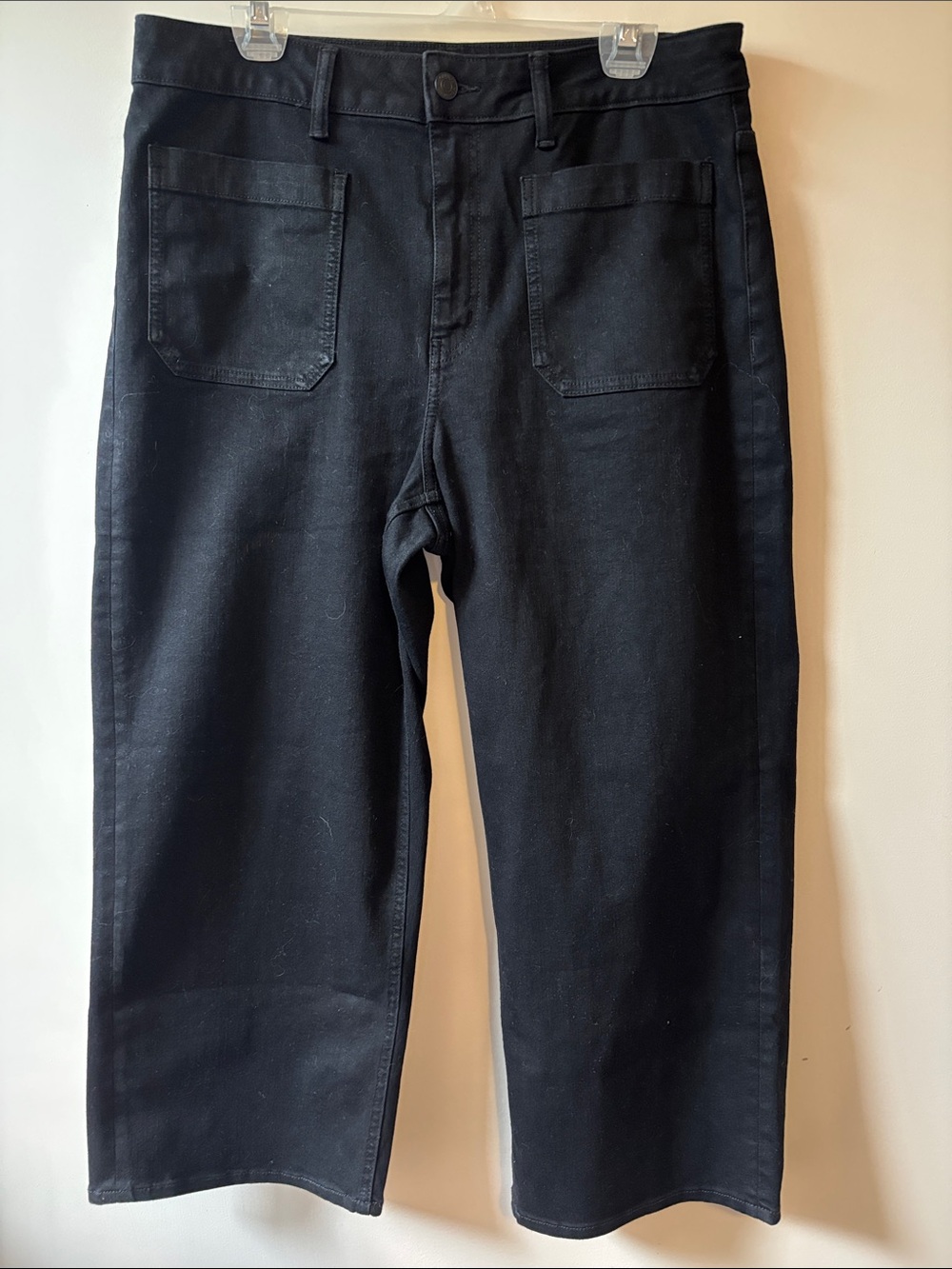 Quince Black Straight Jeans with Front Patch Pockets
